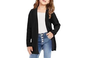 Haloumoning Girls Open Front Cardigan Sweaters Kids Fall Fashion Side Slit Outerwear 5-14 Years