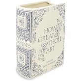 Steel Mill &amp; Co. Ceramic Faith Book-Shaped Vase, Hymnal | Original Large Decorative Vases for Christian Home, Classic Bookshelf Decor, Unique Vase for Religious Living