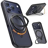 SURPHY Stand Case for iPhone 17 Pro Case Compatible with MagSafe (6.3 inch 2025), 360° Rotatable Ring Kickstand Phone Cases for 17 Pro, Stand Black