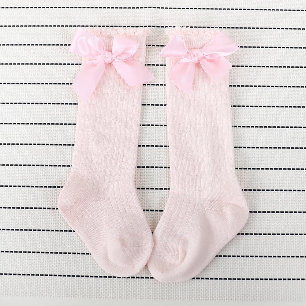 Little Story New Kids Toddlers Girls Big Bow Knee High Long Soft Cotton Lace Baby Socks Kids Children's Socks with Bows and