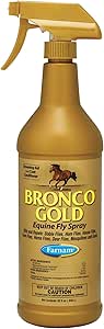 Farnam Bronco Gold Equine Fly Spray; Kills and Repels Stable Flies, Horn Flies, House Flies, Face Flies, Horse Flies, Deer Flies,Mosquitoes and Gnats; Grooming Aid and Coat Conditioner; 32 Ounce