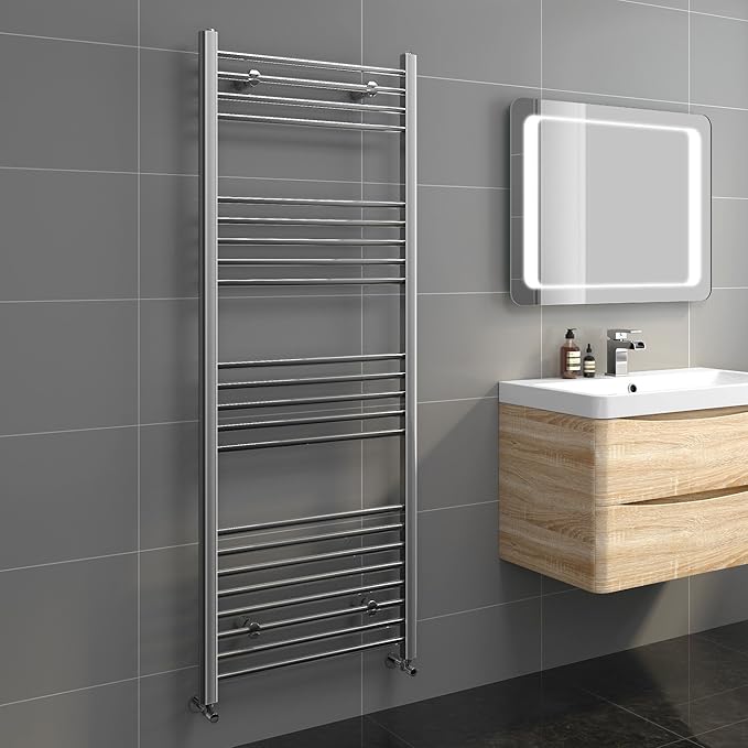 iBathUK 1600 x 600 Straight Heated Towel Rail Chrome Bathroom