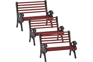 SOSATION 3 Pcs Christmas Village Bench Miniature Bench Mini Christmas Villages Accessories Dollhouse Collectible Figurines Xmas City Plastic Park Accessory for DIY Decor(Red)
