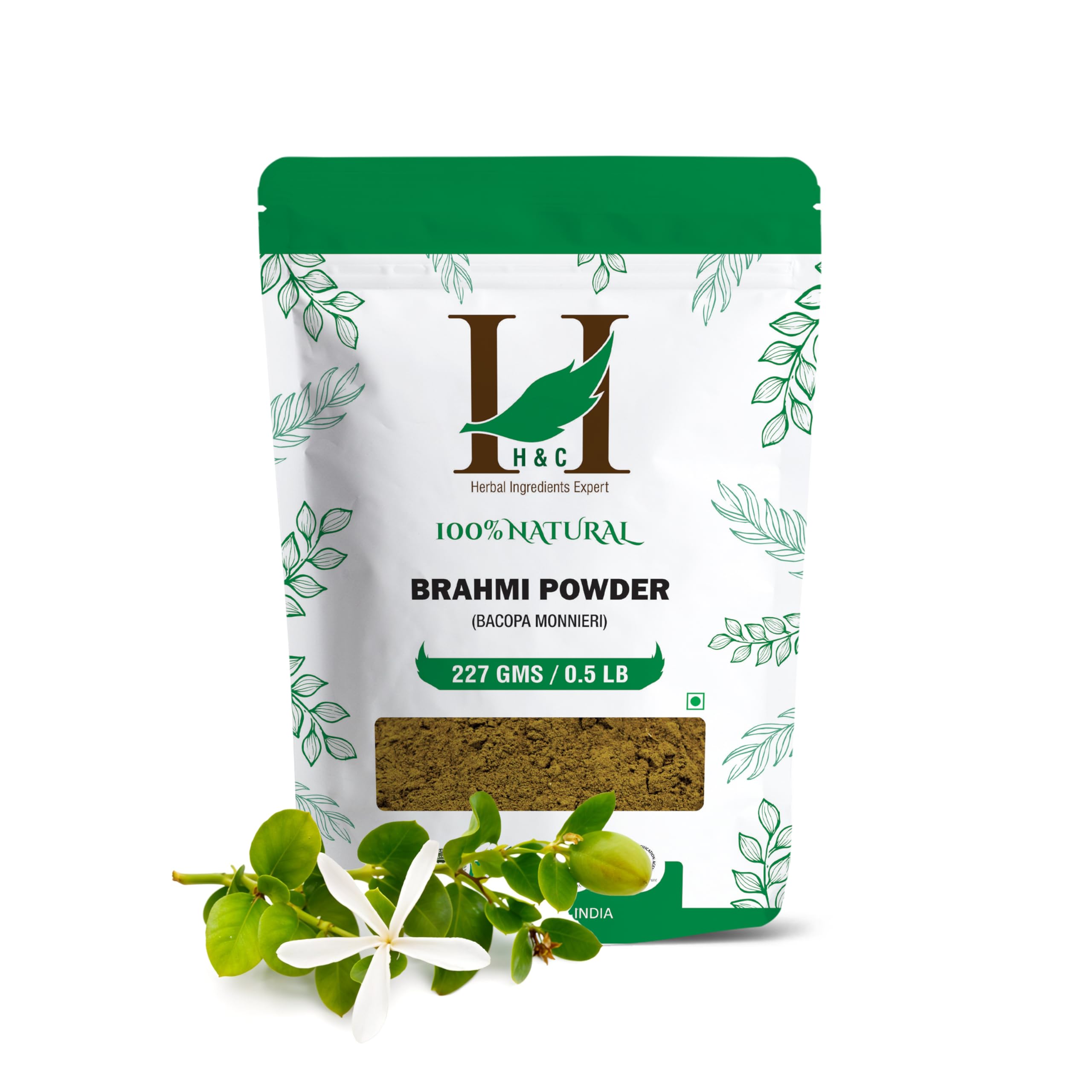 H&C Brahmi Powder (Bacopa Monnieri) - 227g | Rejuvenative for The Brain & Nervous System