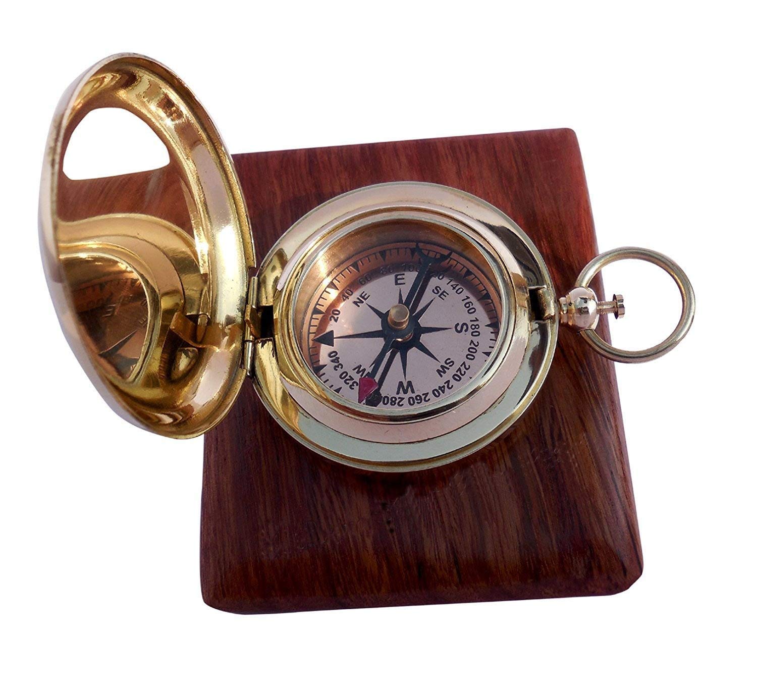 Handmade Brass Push Button Direction Compass POCKET COMPASS with Rose