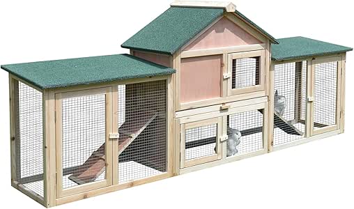 Pawhut Conejera de Exterior Grande Gallinero Pajarera Granja Casa para