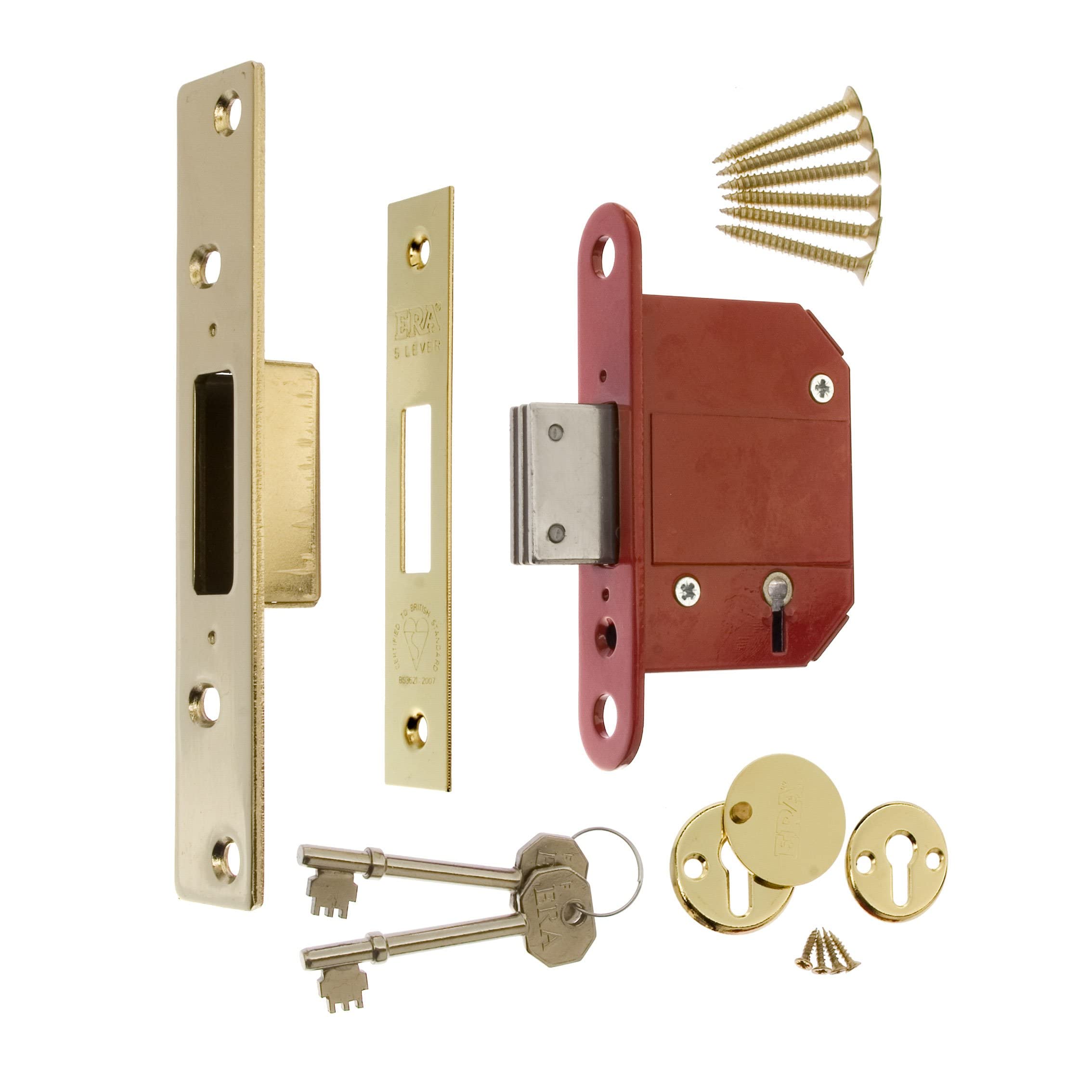 ERA Fortress 261-31A, 2.5-inch/ 64mm 5 Lever Maximum Security Mortice Deadlock - Brass Effect