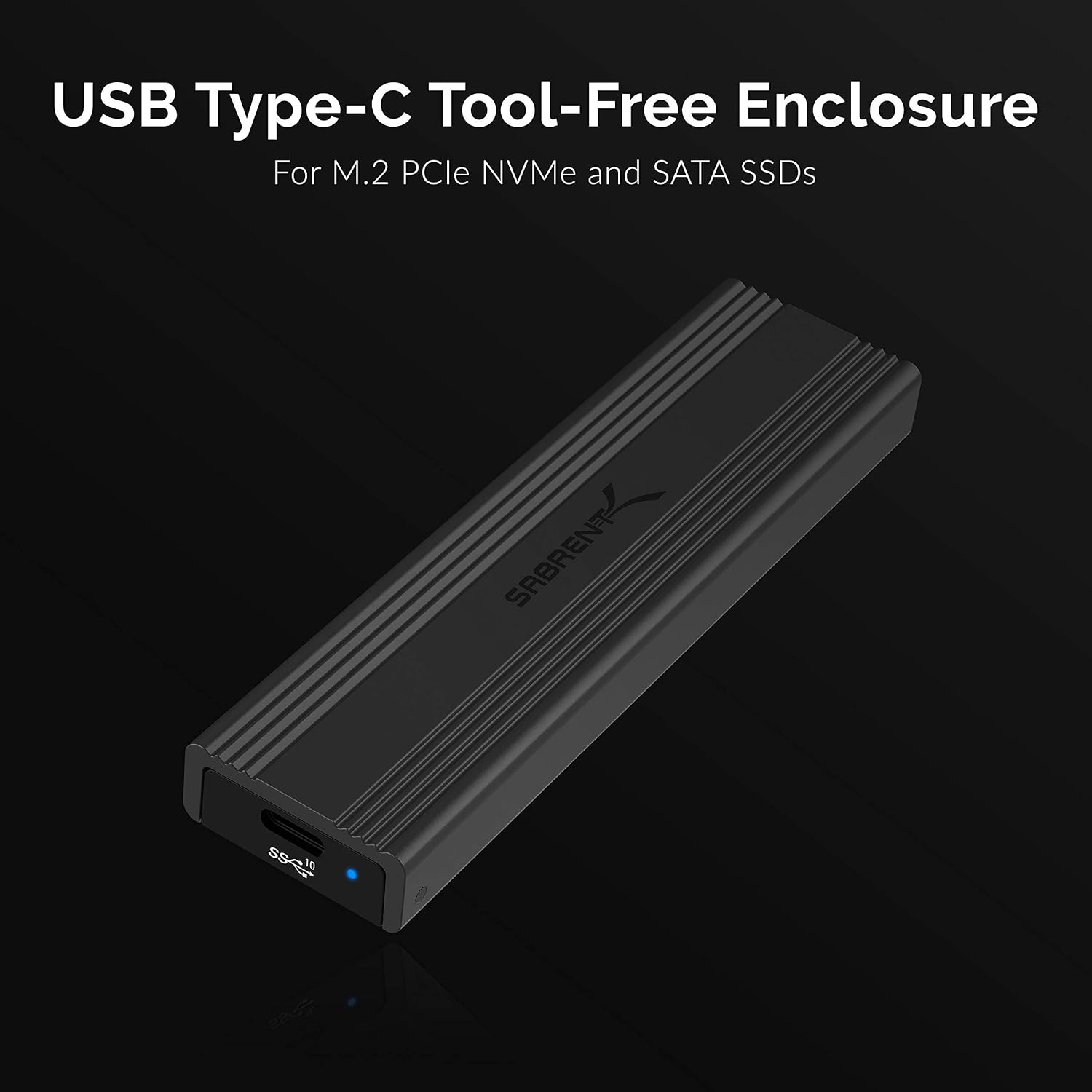 SABRENT M.2 NVMe Enclosure, Tool Free NVMe and SATA, 10Gbps External SSD Enclosure, Reusable Thermal Pad - Image 4