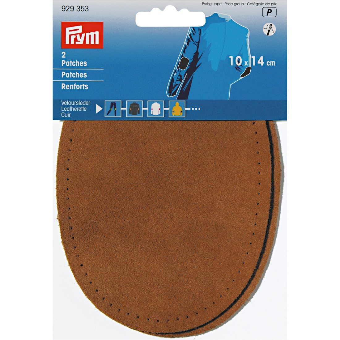 Prym Patches Leatherette sew-on 14x10 cm, Leather, Beige, 14 x 10 cm, Camel, 2 Stück