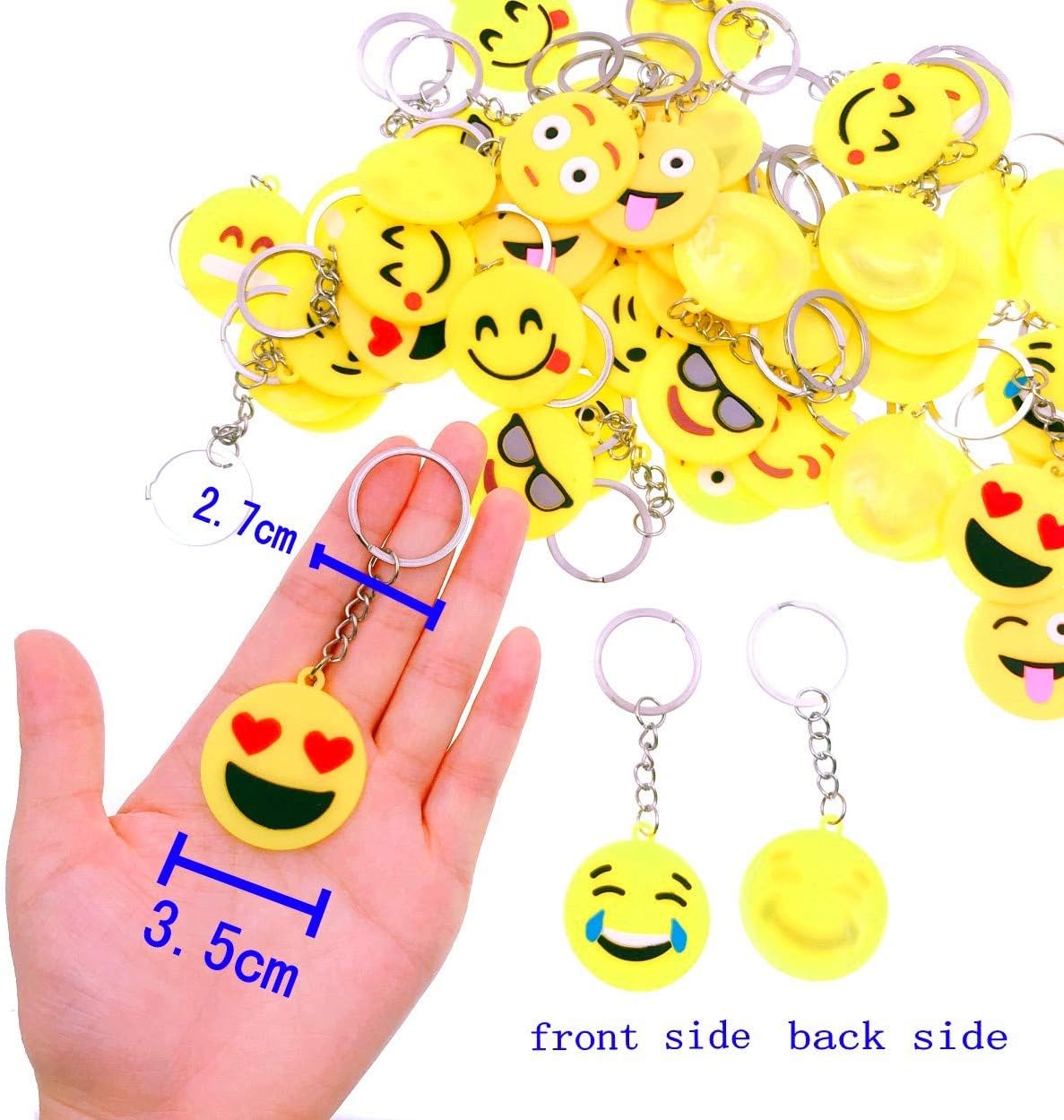 JZK 50x Emoticon keychain keyring for children birthday party favours party bag fillers kids party thank you gift give away gift ideas - Image 3