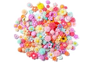 X Hot Popcorn Flatback Resin Flower Charms Random Slime Charms Flatback Cabochons Daisy Embellishment for Diy Scrapbooking Hair Clip Phone Case Decor