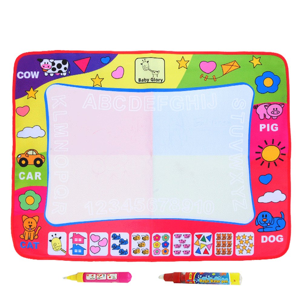 Aqua Doodle Mat, Large Magic Water Drawing Painting Writing Mat Pad Board, 2 Pen Develop Intelligence Sketch Learning Toy Gift for Boys Girls Toddlers Kids Children 4 Color 31.5 X 23.6 Inches