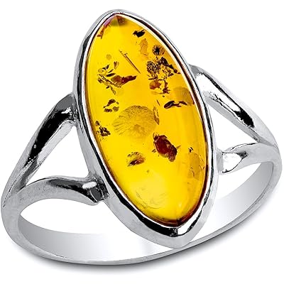 Buy Sterling Silver Oval Stone Amber Ring at Ubuy Ghana