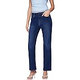 Vinova Womens Straight Leg Jeans for Women Stretchy Mid Waisted Trendy Denim Pants Bottoms with Pockets