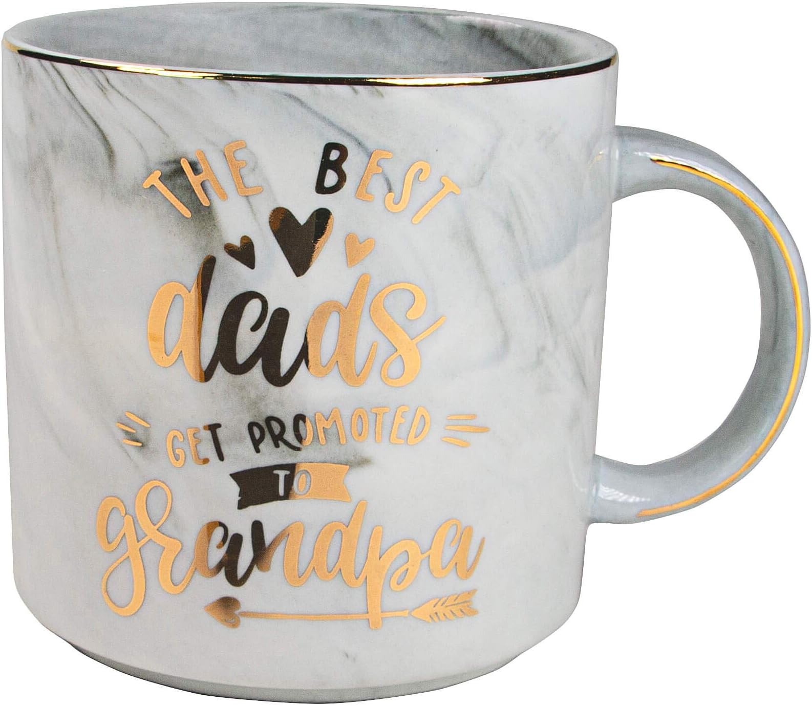 Vilight New Grandpa Mug Gifts for Grandfather’s Birthday - The Best Dad Get Promoted to Grandpa - Marble Ceramic Coffee Cup 11 Oz