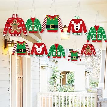 Amazon Com Big Dot Of Happiness Hanging Ugly Sweater Outdoor