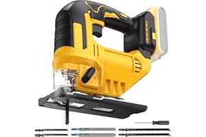 BROVR Cordless Jig Saw for Dewalt 20v Max Battery, Brushless Orbital Jigsaw, 0°- 45° Bevel Cuts, 3 Orbital Settings with LED Light for Straight/Circle/Curve Cutting (No Battery)