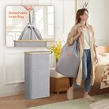 Lifewit 65L Slim Laundry Basket with Lid Narrow Foldable Clean Gray view 4