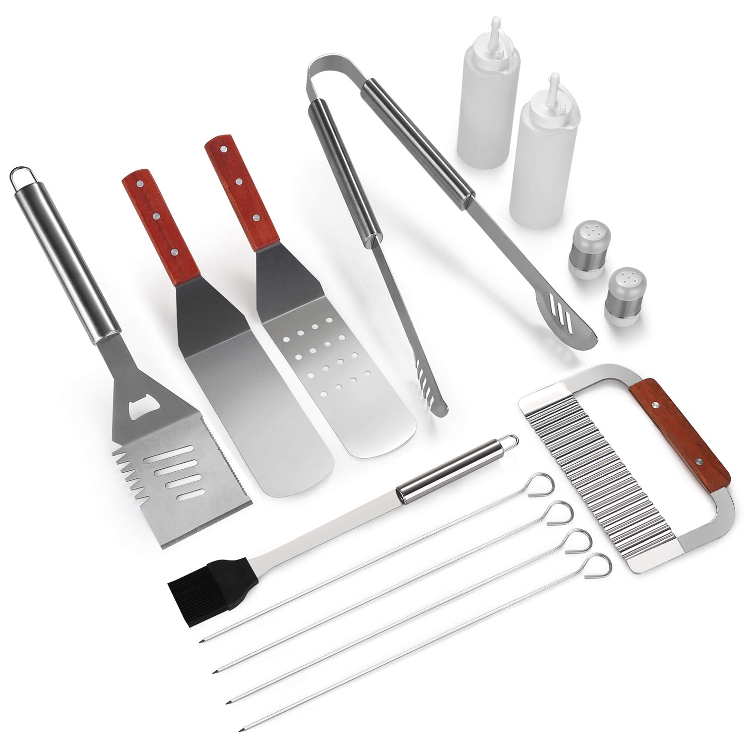 IMAGE BBQ Grill Tool Set, 14 PIECES Large Heavy Duty Stainless Steel