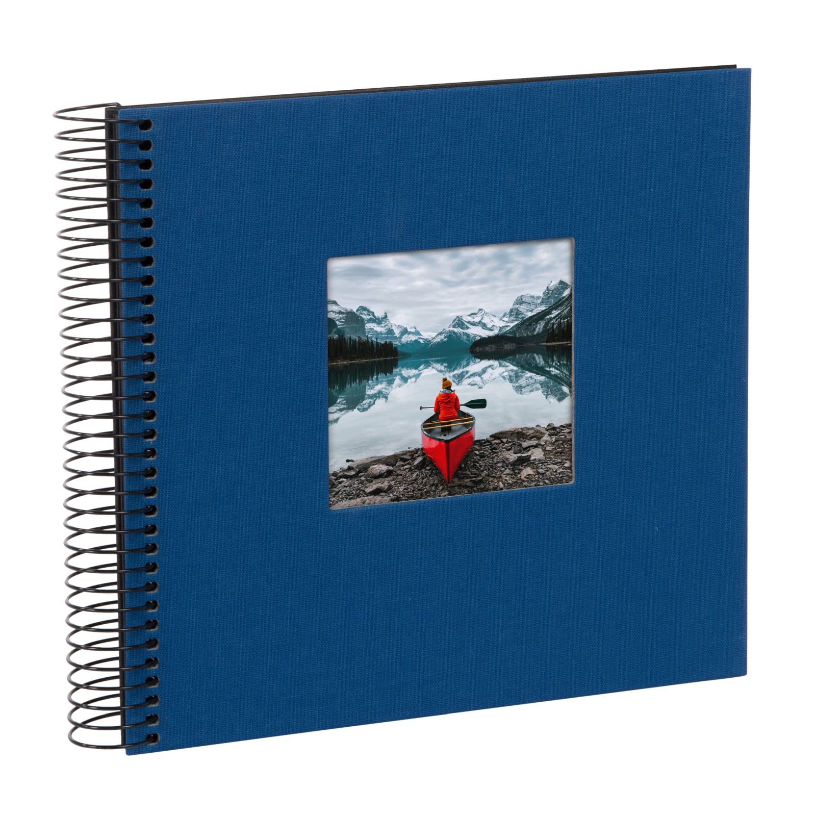 goldbuch Bella Vista 12 776 Spiral Album, Linen Memory Album with Cut-Out Cover Photo Album with 40 Black Pages, Photo Book for Gluing, Photo Album Approx. 20 x 20 x 2.7 cm, Blue