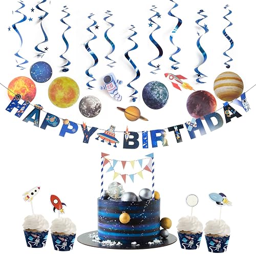 Solar System Party Decoration Happy Birthday Banner Outer Space Planet ...