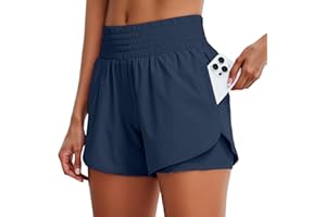 Gym Shorts for Women 2 in 1 Workout Short Lightweight Athletic Running Shorts Sports Pant with Phone Pockets