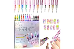 LZUPIKC Nail Art Pens Set, Upgrade Nails Art Markers Nail Pens for Girls 0.5mm Quick Dry Graffiti Dotting Point Liner Pens for Home Salon (#B)