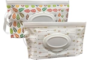VOONGOR Baby Wipes Dispenser, 2 Pack Reusable Travel Wipes Case, Portable Refillable Baby Wipe Holder Wipes Container for Travel & Home Use