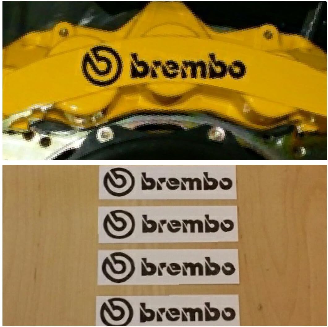 Brembo Brake Caliper HIGH TEMP Decal Sticker Set of 4 Black Bumper Stickers, Decals &