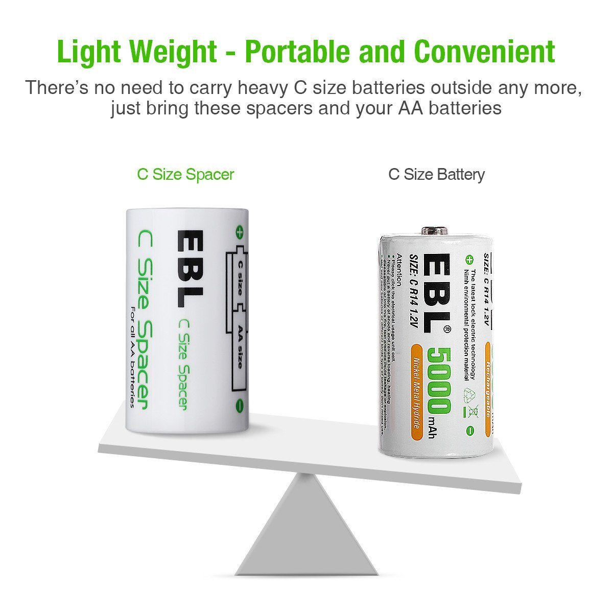 EBL 4 Unidades Cajas de Baterías AA a C