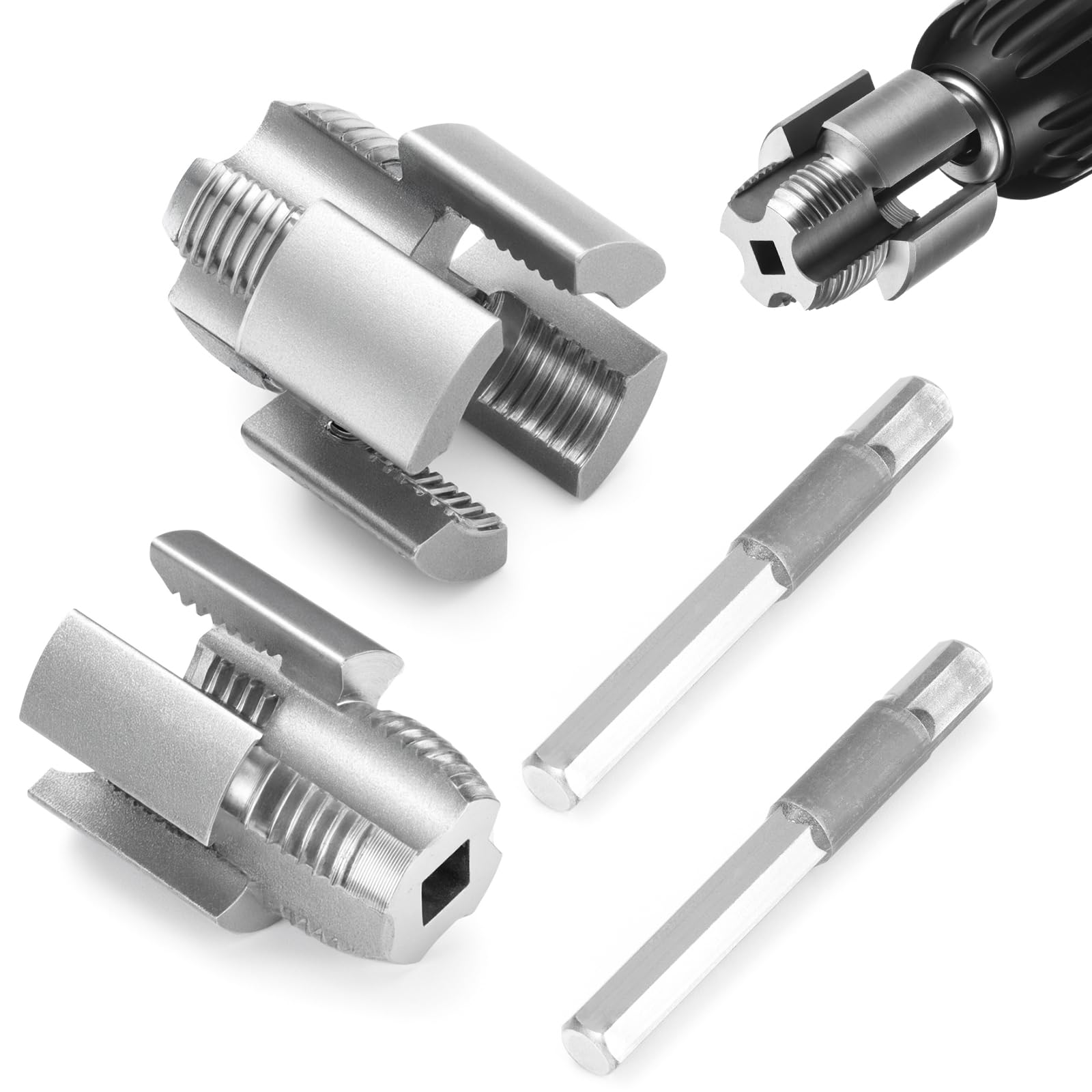Photo 1 of Thread Cutting Tool, Integrated Internal & External Pipe Threading Tool, Electric Drill Compatible PVC Pipe Threader Kit, 1/2" (DN15) 3/4" (DN20) Pipe Sizes Rethreading Tool