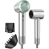 Cosy Companions High-Speed Ionic Hair Dryer, 150000 RPM Brushless Motor for 2-5Min Fast Drying, Low Noise Blow Dryer Reduces Frizz & Heat Damage, Lightweight Hair Dryer with Diffuser & Nozzle, Silvery