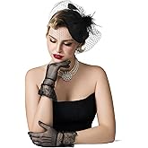 SWEETV Fascinators Pillbox Hats for Women, Tea Party Hat and Short Lace Gloves Set Perfect for Kentucky Derby, Cocktail