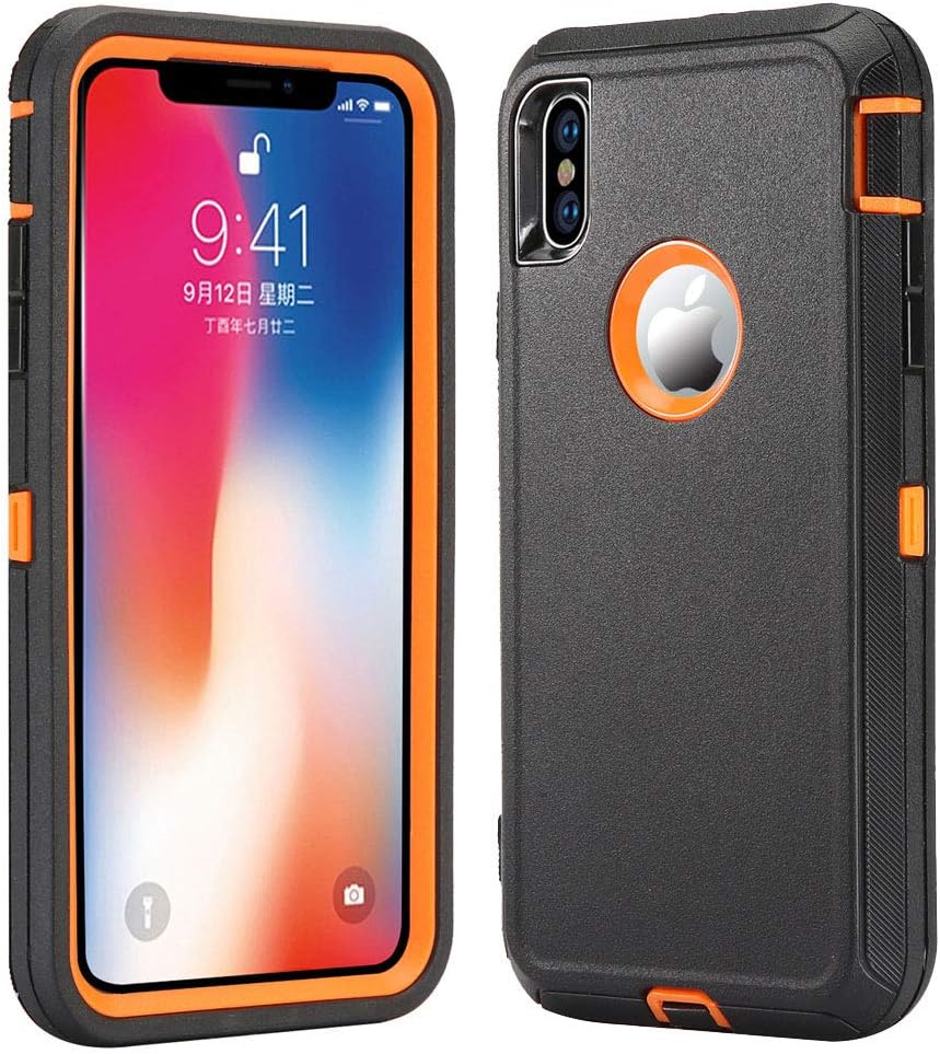 iPhone Xs Max Case, [Support Wireless Charging] [Dust-Proof] [Shockproof] with Screen Protector Cover Compatible for Apple iPhone Xs Max [6.5 inch] (Orange)