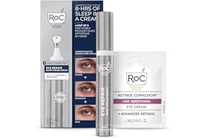 RoC Derm Correxion Retinol Eye Repair Dark Circle Cream Treatment with Niacinamide, Resveratrol, Proxygen for puffy eyes, wrinkles, and crow's feet with Line Smoothing Eye Packette