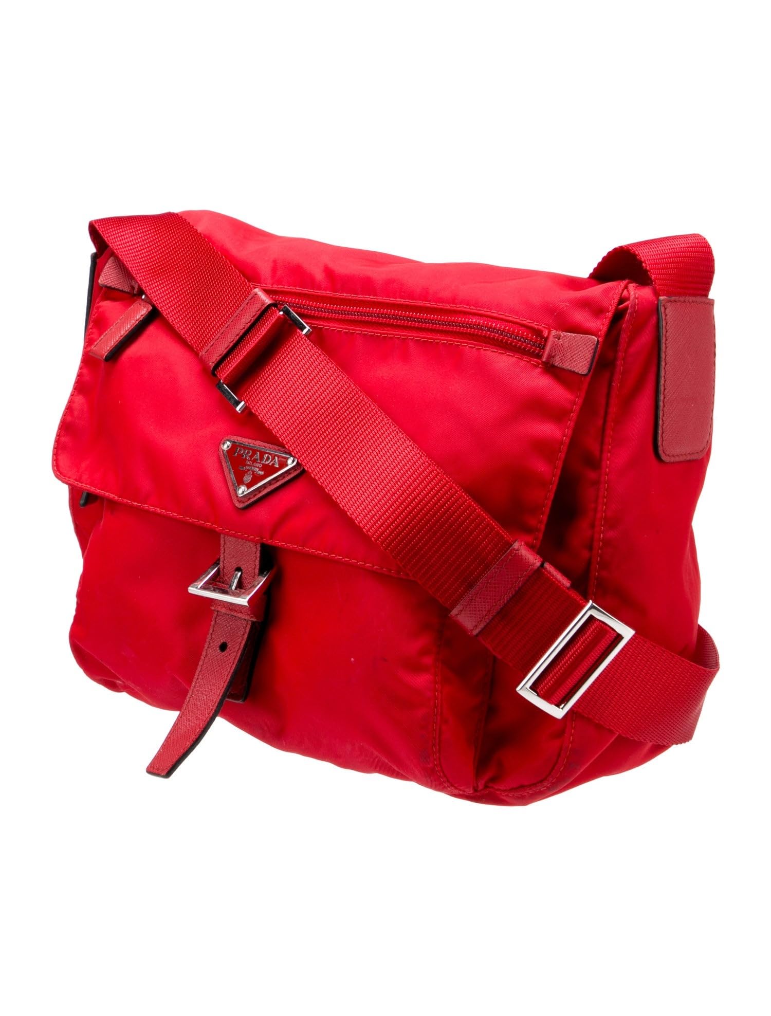 Prada Red Nylon Tessuto Medium Messenger Bag, Unisex