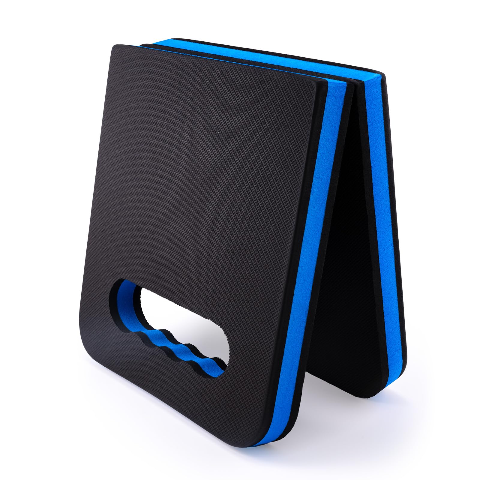 Photo 1 of FOSHIO Kneeling Pad with Carrying Handles, Extra Thick Foam Cushioning Mat for Knee, Water Resistant Knee Pad for Gardening, Mechanic, Bathing Baby, Exercise & Yoga, 20 x 9 x 1.2 in, Blue & Black