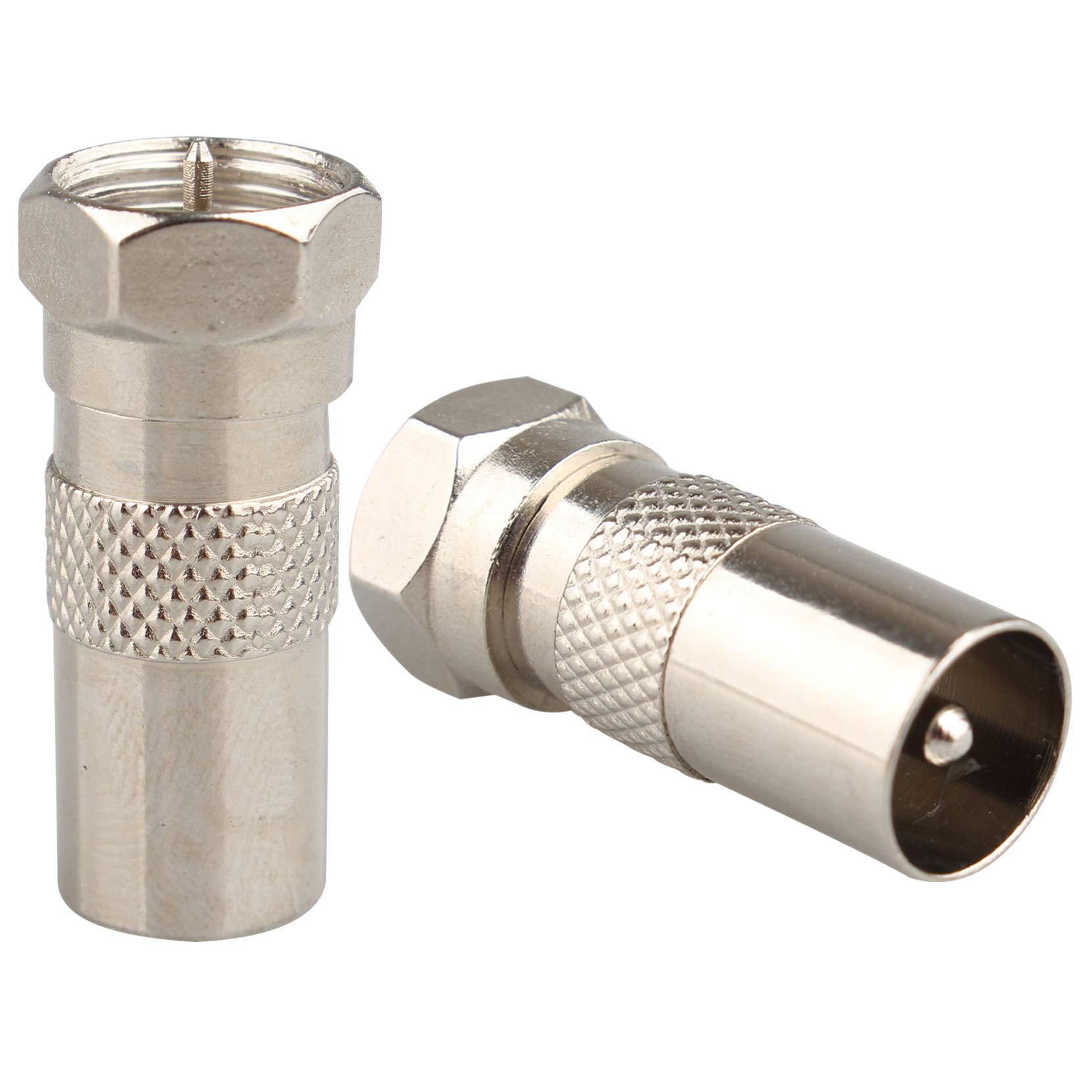 Jopto 2PCS F Type Male Plug to RF Male TV Aerial Antenna Cable Adapter Nickel Plated Converter for Converting An F Type Female to a Male RF Connection or RF Female cable to F Male Plug