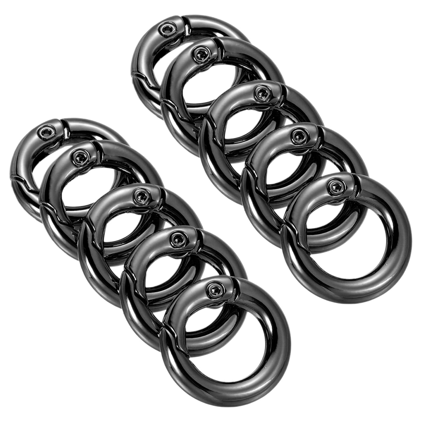 PATIKIL 18x11x3.5mm Spring Gate O Rings, 10 Pack Round Snap Clip Zinc Alloy for Keyrings Buckle, Black