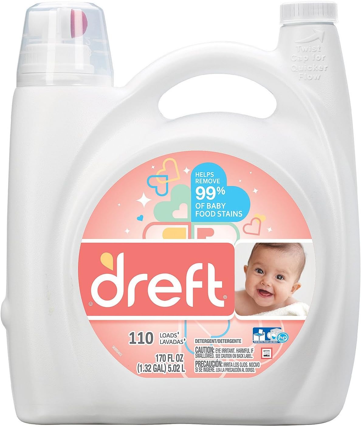 Dreft HE Liquid Laundry Detergent, 170 oz - 110 Loads High Efficiency, New!!!