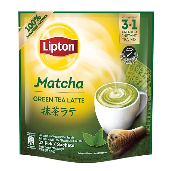 Lipton 3 in 1 Matcha Green Tea Latte Instant Tea Packet ( 12 X 22g ), 264g Amazon.in Grocery