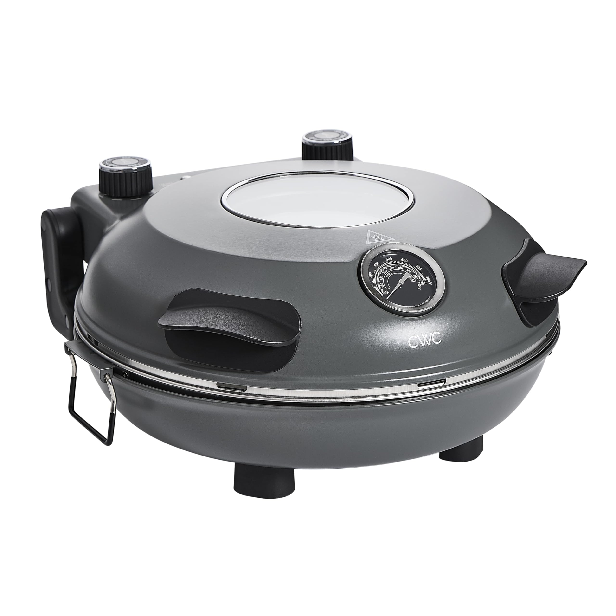 Cook With Color Electric Indoor Pizza Oven – Crispy Crust Countertop Pizza Maker, Heats up to 800˚F, 12 Inch Ceramic Stone, Dual Temperature Control Knobs, Bamboo Peel Included, Gunmetal Grey
