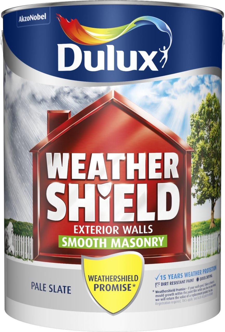 Dulux Weather Shield Smooth Masonry Paint, 5 L Pale Slate Amazon.co