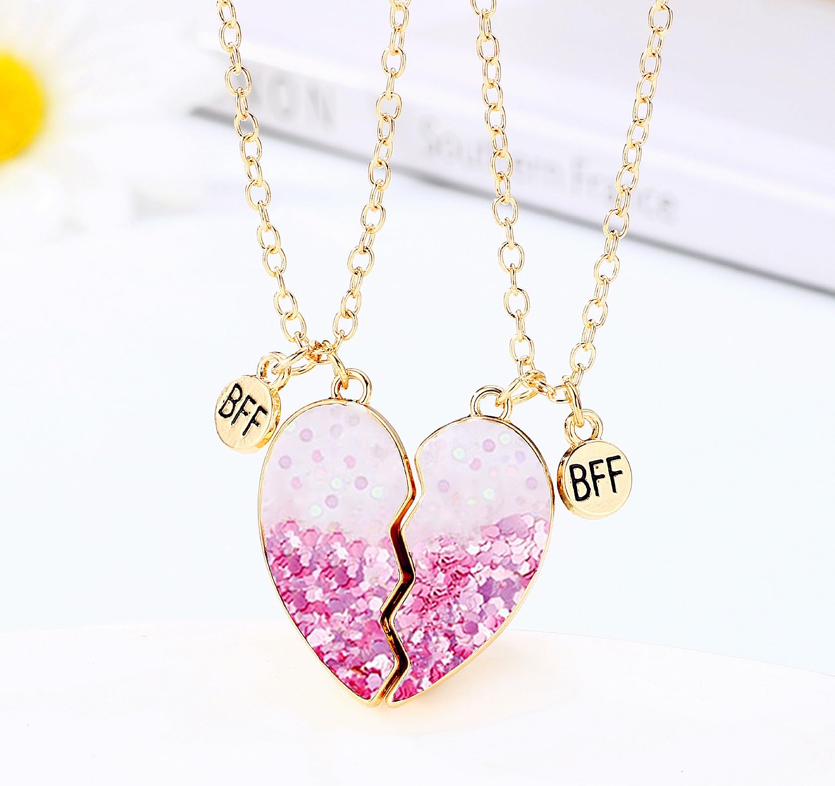 DOYYCA Best Friend Necklace Gifts Friendship Necklace Magnetic Matching Heart Unicorn Dolphin BFF Necklace for 2 Girls