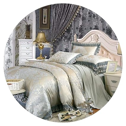 Amazon Com Luxury Satin Jacquard Bedding Set Queen King