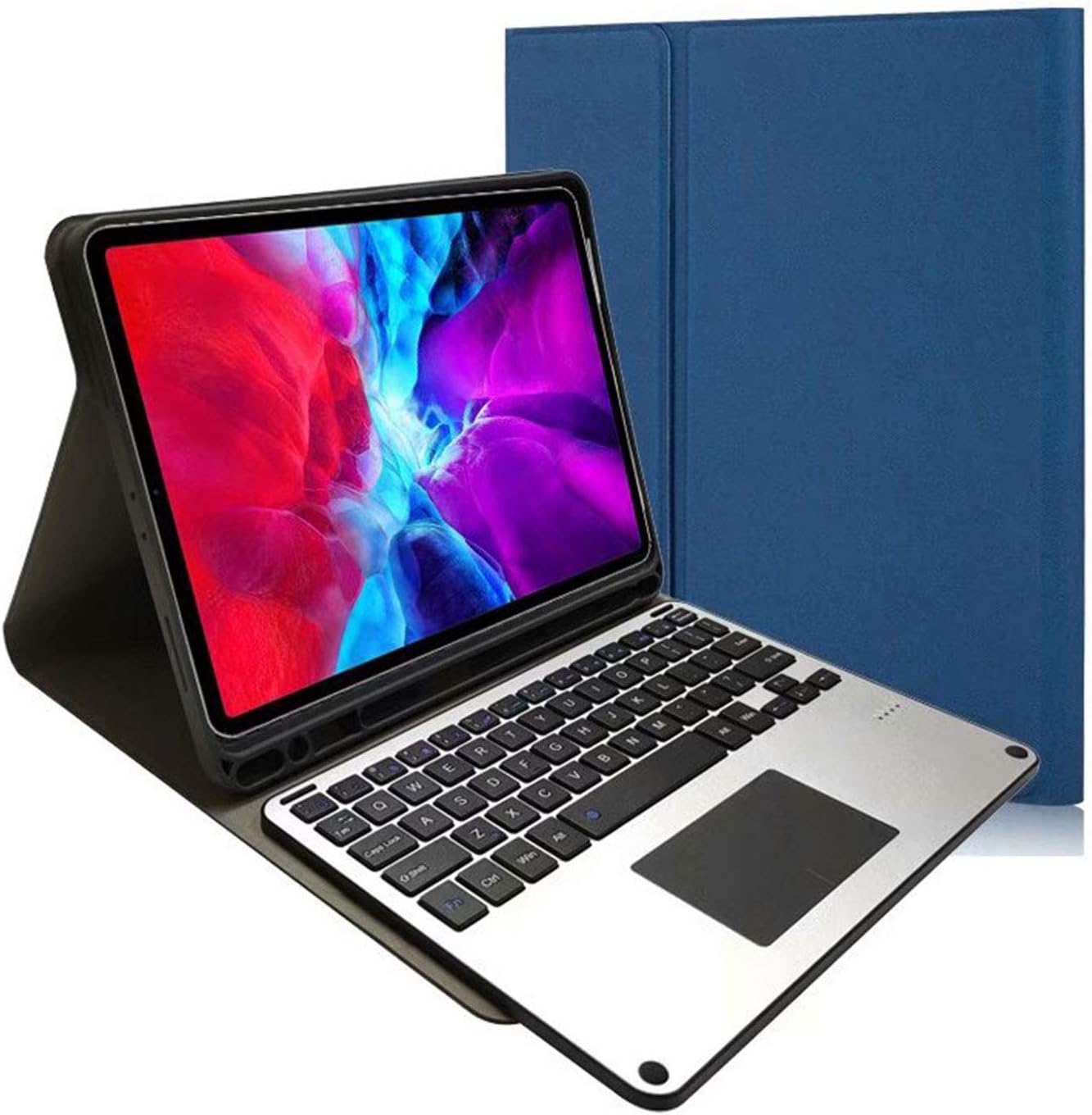 Protective Shell Case for New iPad Pro 11" 2020 Ultra Lightweight PU Leather Tablet Keyboard Shell with Touchpad Features for 11.0 inch iPad Pro 2nd Generation Models (Blue)