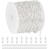 YOUBEIYEE 32.8 Feet Silver Paperclip Chain for Jewelry Making Silver Plated Brass Chain Roll for Women Necklace Bracelet DIY Jewelry Supplies