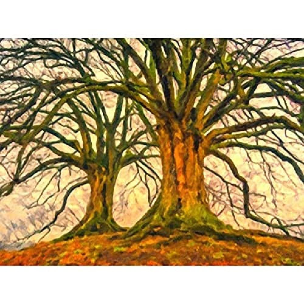 Twin Trees Painting Art Print Canvas Premium Wall Decor Poster