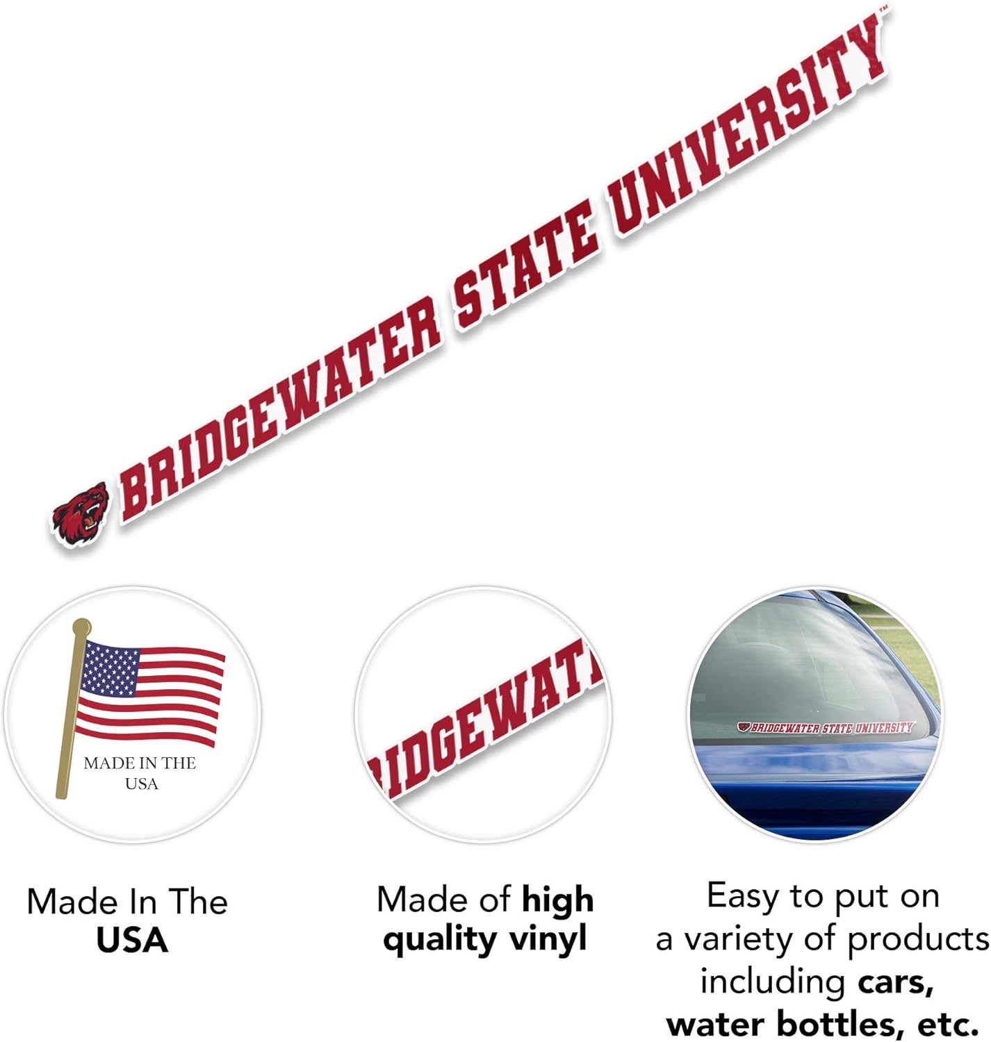 15 Inch Sticker Bridgewater State University Name Logo Vinyl Decal