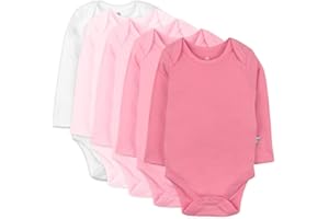 HonestBaby baby-girls 5-pack Long Sleeve Bodysuits One Piece 100% Organic Cotton for Infant Baby Girls